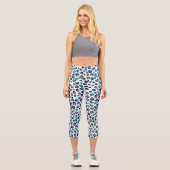 Leopard-Muster für Blue Gold Glitzer Capri Leggings (Vorderseite)