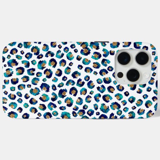 Leopard-Muster für Blue Gold Glitzer Case-Mate iPhone Hülle (Rückseite (Horizontal))