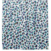 Leopard-Muster für Blue Gold Glitzer Duschvorhang (Vorderseite)