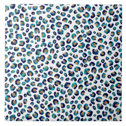 Leopard-Muster für Blue Gold Glitzer Fliese (Vorderseite)