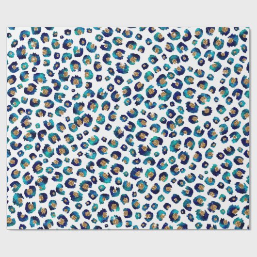Leopard-Muster für Blue Gold Glitzer Geschenkpapier (Flach)