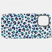 Leopard-Muster für Blue Gold Glitzer iPhone Hülle (Rückseite (Horizontal))