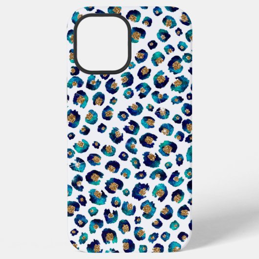 Leopard-Muster für Blue Gold Glitzer iPhone Hülle (Rückseite)