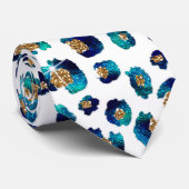 Leopard-Muster für Blue Gold Glitzer Krawatte (Gerollt)