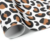 Leopard Muster Geburtstag weißer Hintergrund Nahtl Geschenkpapier (Rolleneckpunkt)