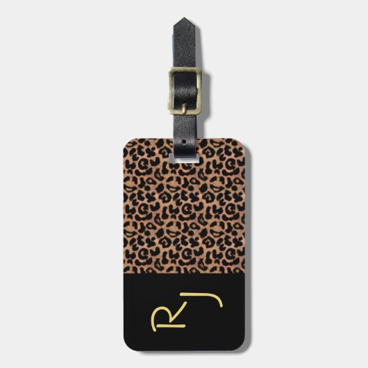 Leopard-Muster-Gewohnheit mit Monogramm Gepäckanhänger (Vorderseite vertikal)
