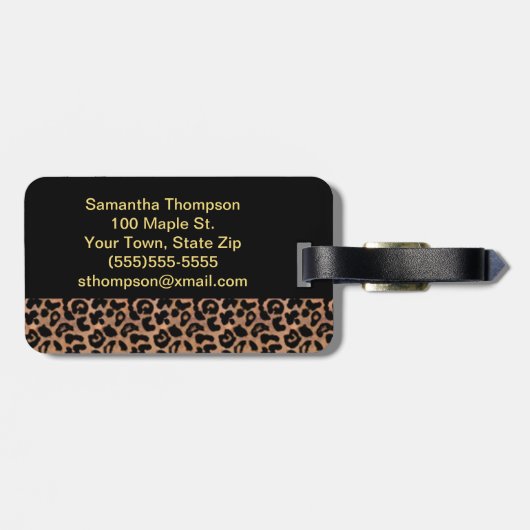 Leopard-Muster-Gewohnheit mit Monogramm Gepäckanhänger (Rückseite horizontal)