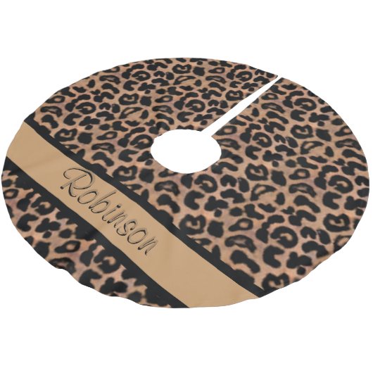 Leopard-Muster-Gewohnheit Polyester Weihnachtsbaumdecke (Schrägansicht)