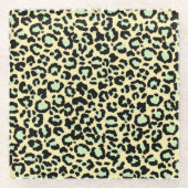 Leopard Muster in Mint Green über Hafermehl Glasuntersetzer (Vorderseite)