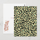 Leopard Muster in Mint Green über Hafermehl Postkarte (Vorne/Hinten)