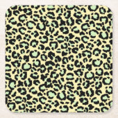 Leopard Muster in Mint Green über Hafermehl Rechteckiger Pappuntersetzer (Vorderseite)