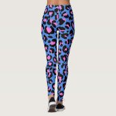 Leopard Muster in Raspberry auf Electric Blue Leggings (Rückseite)