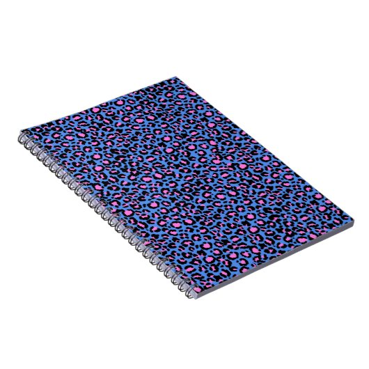 Leopard Muster in Raspberry auf Electric Blue Notizblock (Rechte Seite)