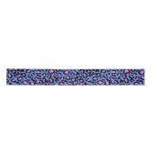 Leopard Muster in Raspberry auf Electric Blue Satinband (Vorderseite)