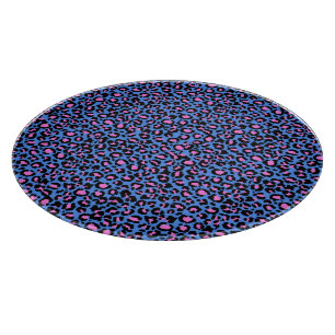 Leopard Muster in Raspberry auf Electric Blue Schneidebrett