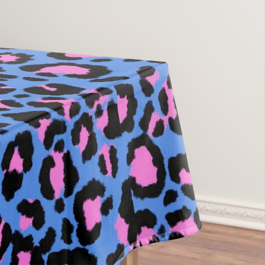 Leopard Muster in Raspberry auf Electric Blue Tischdecke (Beispiel)