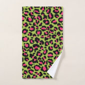 Leopard Muster in Raspberry auf Lime Green Badhandtuch Set (Handtuch)