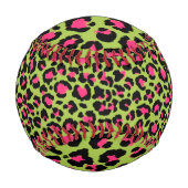 Leopard Muster in Raspberry auf Lime Green Baseball (Rückseite)