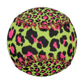 Leopard Muster in Raspberry auf Lime Green Baseball (Vorderseite)