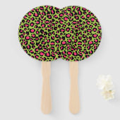 Leopard Muster in Raspberry auf Lime Green Fächer (Vorne und Hinten)