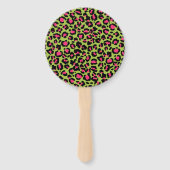 Leopard Muster in Raspberry auf Lime Green Fächer (Vorderseite)