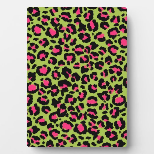 Leopard Muster in Raspberry auf Lime Green Fotoplatte (Vorderseite)