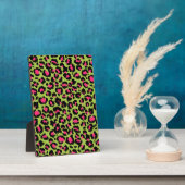 Leopard Muster in Raspberry auf Lime Green Fotoplatte (Seite)