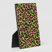 Leopard Muster in Raspberry auf Lime Green Fotoplatte (Seite)