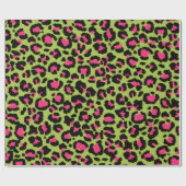 Leopard Muster in Raspberry auf Lime Green Geschenkpapier (Flach)