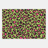 Leopard Muster in Raspberry auf Lime Green Geschenkpapier Set (Vorderseite 3)