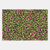 Leopard Muster in Raspberry auf Lime Green Geschenkpapier Set (Vorderseite 2)
