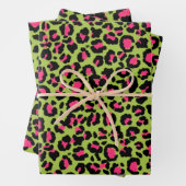 Leopard Muster in Raspberry auf Lime Green Geschenkpapier Set (Beispiel)