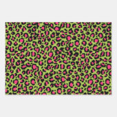 Leopard Muster in Raspberry auf Lime Green Geschenkpapier Set (Vorderseite)