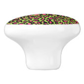 Leopard Muster in Raspberry auf Lime Green Keramikknauf (Seitenansicht)