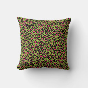 Leopard Muster in Raspberry auf Lime Green Kissen