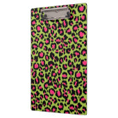 Leopard Muster in Raspberry auf Lime Green Klemmbrett (Links)