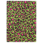 Leopard Muster in Raspberry auf Lime Green Klemmbrett (Rückseite)