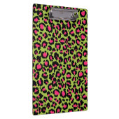Leopard Muster in Raspberry auf Lime Green Klemmbrett (Rechts)