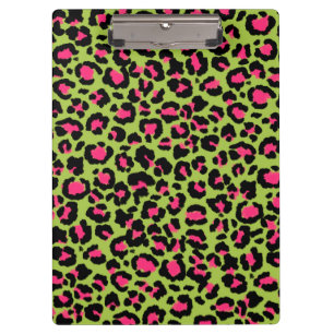Leopard Muster in Raspberry auf Lime Green Klemmbrett