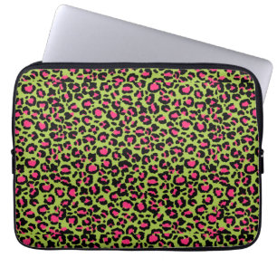 Leopard Muster in Raspberry auf Lime Green Laptopschutzhülle