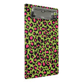 Leopard Muster in Raspberry auf Lime Green Mini Klemmbrett (Schrägansicht)