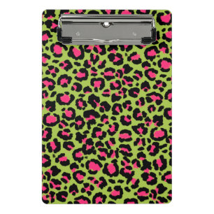 Leopard Muster in Raspberry auf Lime Green Mini Klemmbrett