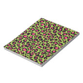 Leopard Muster in Raspberry auf Lime Green Notizblock (Rotiert)