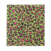 Leopard Muster in Raspberry auf Lime Green Notizblock (Vorderseite)