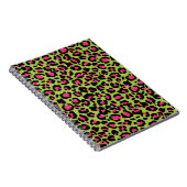 Leopard Muster in Raspberry auf Lime Green Notizblock (Rechte Seite)