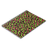 Leopard Muster in Raspberry auf Lime Green Notizblock (Linke Seite)