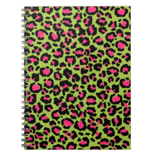 Leopard Muster in Raspberry auf Lime Green Notizblock