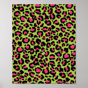 Leopard Muster in Raspberry auf Lime Green Poster