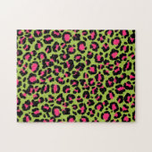 Leopard Muster in Raspberry auf Lime Green Puzzle (Horizontal)