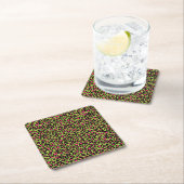 Leopard Muster in Raspberry auf Lime Green Rechteckiger Pappuntersetzer (Vor Ort)